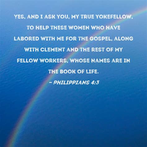 phillipians 4:43|Philippians 4:3 Yes, and I ask you, my true yokefellow, .